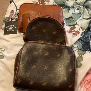 Beverly Hills Polo Club Tan and Brown Toiletry Bag Set